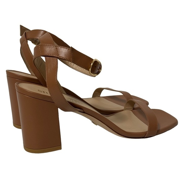 NIB Stuart Weitzman Nearlybare Tan Brown Smooth Calf Leather Sandals Size 10 - Picture 6 of 14
